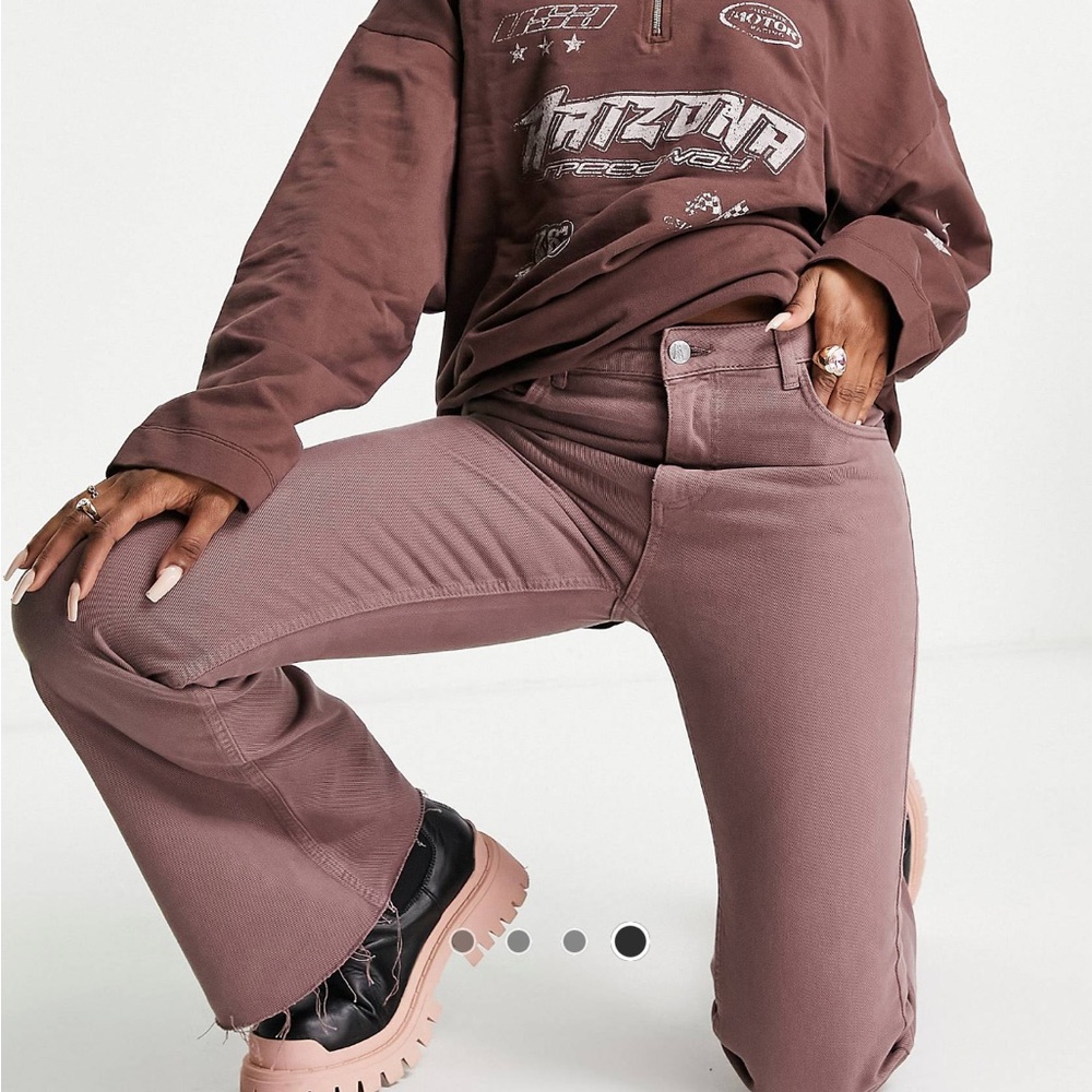 Reclaimed Vintage Inspired Washed Brown Wide Flare Jeans